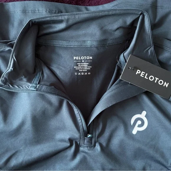 PELOTON Teal Fitted Cropped Zip-up Long Sleeve Warm Up Exercise Shirt - Picture 9 of 10